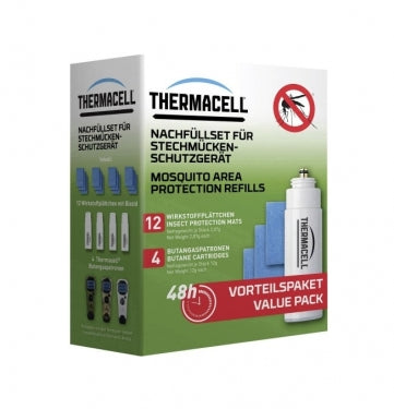 Thermacell ierīces uzpildes komplekts (4 kārtridži un 12 strēmeles). Darbojas 48 stundas.