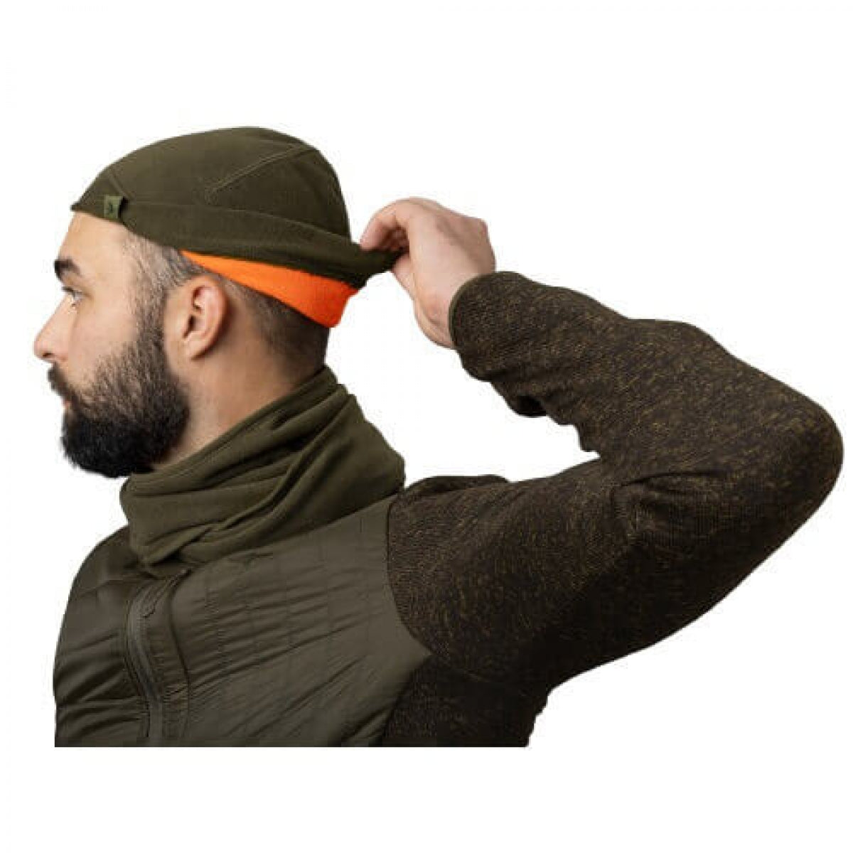 Kepurė SEELAND Reversible fleece (pine green/Hi-vis orange) one size
